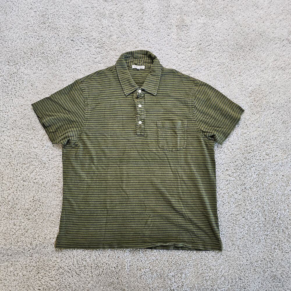 Alex Mill Green Striped Polo Shirt